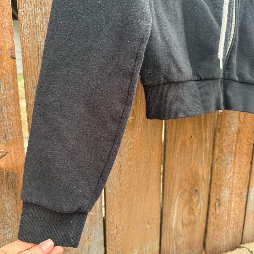 Women’s Black Cropped Full Zip Hoodie Sweatshirt Small - Picture 4 of 7